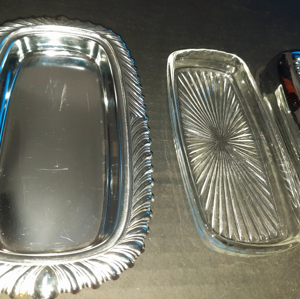 Vintage irvinware chrome butter dish